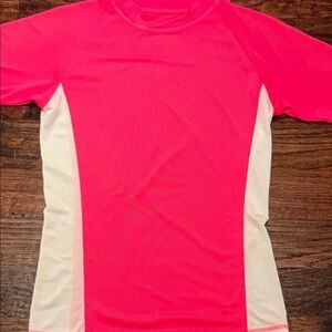 O’Rageous Girls Rash Guard Vibrant Pink and White